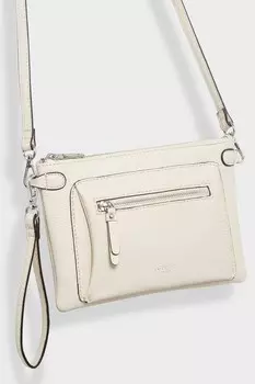 Кошелек из рубиновой кожи на длинном ремешке Osprey London, серый