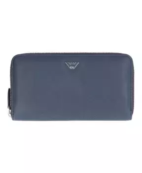 Кошелек из сафьяновой кожи на молнии Emporio Armani, синий