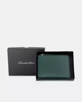 Кошелек из сафьяновой кожи на молнии Emidio Tucci, темно-зеленый