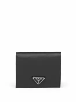 Кошелек из сафьяновой кожи с логотипом Prada, черный