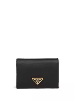 Кошелек из сафьяновой кожи с логотипом Prada, черный