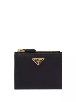 Кошелек из сафьяновой кожи с логотипом Prada, черный