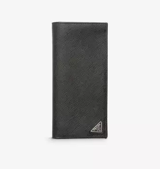 Кошелек из сафьяновой кожи с треугольным логотипом Prada, черный