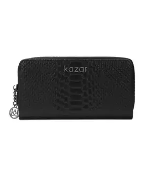 Кошелек из тисненой кожи с застежкой молнией Kazar, черный