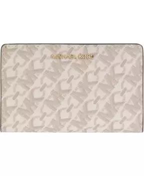 Кошелек из ткани с логотипом и застежкой-кнопкой Michael Kors, бежевый