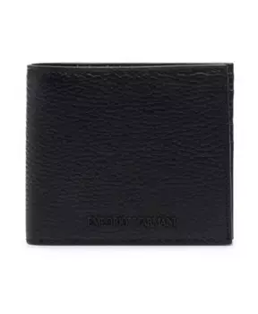 Кошелек из зерненой кожи с дизайнерским кодом Emporio Armani, черный