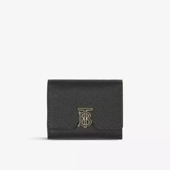 Кошелек из зерненой кожи с фирменной бляшкой и контрастной строчкой Burberry, черный