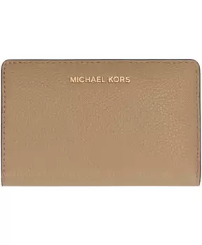 Кошелек из зерненой кожи с застежкой на кнопку. Michael Kors, бежевый