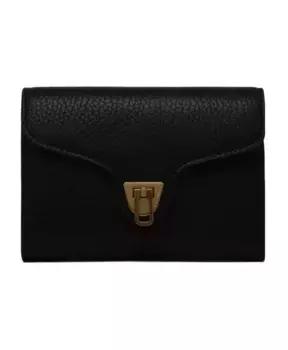 Кошелек из зерненой кожи с застежкой плектром Coccinelle, черный