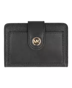 Кошелек из зернистой кожи с застежкой-кнопкой Michael Kors, черный