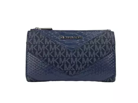 Кошелек Jet Set Large Python Navy Wristlet Wallet с двойной молнией Michael Kors