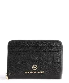 Кошелек Jet Set с подвесками из зернистой яловой кожи, холст Michael Kors, черный