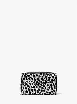 Кошелек Jet set small из телячьей шерсти с принтом гепарда Michael Kors, черный