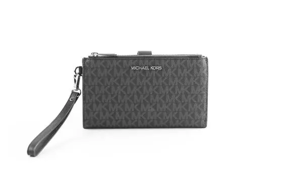 Кошелек Jet Set Travel из черной кожи с логотипом и двойной молнией Michael Kors