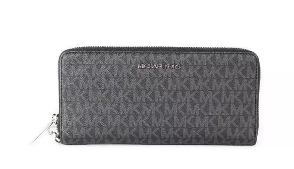 Кошелек Jet Set Travel Large Black Signature Silver Continental Michael Kors