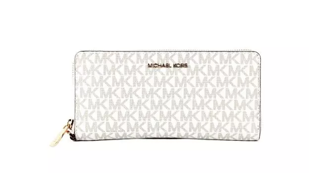 Кошелек Jet Set Travel Large Vanilla Signature Pink Continental Michael Kors