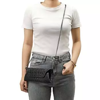 Кошелек/клатч из кожи с тиснением аллигатора Tiffany & Fred Tiffany & Fred Paris, черный