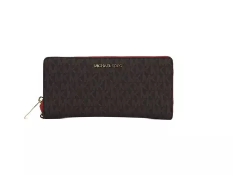 Кошелек-клатч с запястьем Jet Set Large Continental Travel (коричневый, с надписью/пламя) Michael Kors