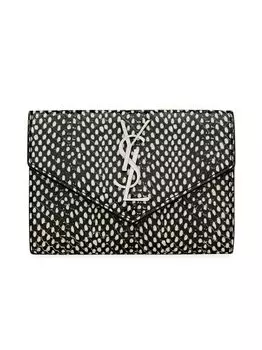 Кошелек-конверт Cassandre из кожи с тиснением под питона Saint Laurent, черный
