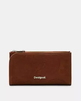Кошелек L с гравировкой на молнии Desigual, коричневый
