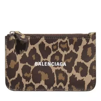Кошелек leopard print coin and card holder Balenciaga, коричневый