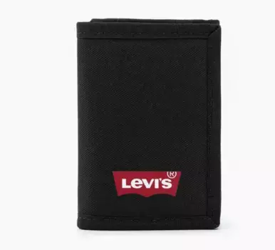 Кошелек Levi's "Batwing Trifold Wallet", практичный кошелек формата мужского кошелька, черный