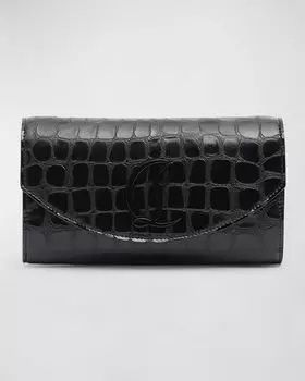 Кошелек Loubi54 на цепочке из кожи с тиснением аллигатора Christian Louboutin, цвет Black