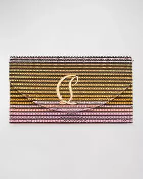 Кошелек Loubi54 на цепочке из креп-сатина со стразами Christian Louboutin, цвет Gold