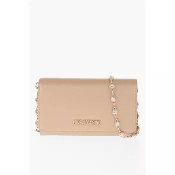 Кошелек LOVE из искусственной кожи Saffiano со съемной цепочкой Moschino, Gold