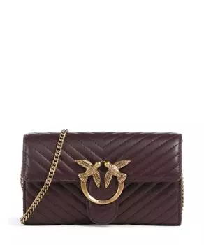 Кошелек Love one из мелкозернистой коровьей кожи Pinko, бордовый