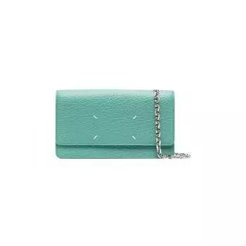 Кошелек Maison Margiela Four Stitches Leather Wallet On Chain, зеленый