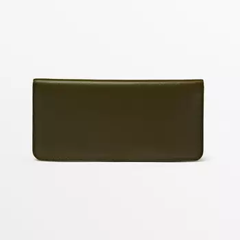Кошелек Massimo Dutti Nappa Leather Long, хаки
