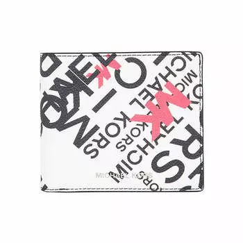 Кошелек Michael Kors Allover Logo Printed Bi-fold, белый