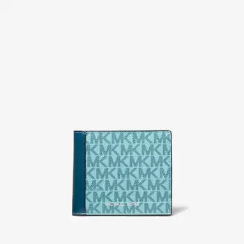 Кошелек Michael Kors Cooper Logo And Faux Leather Billfold, голубой
