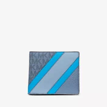 Кошелек Michael Kors Cooper Logo And Faux Leather Billfold, голубой/синий