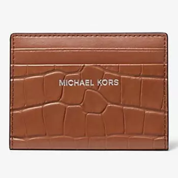 Кошелек Michael Kors Hudson Crocodile Embossed Leather Bifold, коричневый
