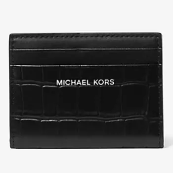 Кошелек Michael Kors Hudson Crocodile Embossed Leather Bifold, черный