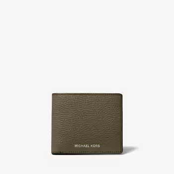 Кошелек Michael Kors Hudson Pebbled Leather Slim Billfold, темно-зеленый