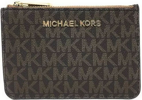 Кошелек Michael Kors Jet Set Travel Small Top Zip Coin With ID Holder, коричневый, светло-коричневый