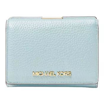 Кошелек Michael Michael Kors Jet Set Travel Medium Pebbled Leather Trifold, голубой