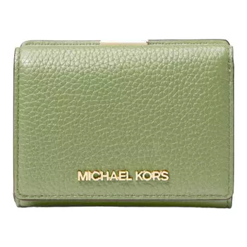 Кошелек Michael Michael Kors Jet Set Travel Medium Pebbled Leather Trifold, зеленый