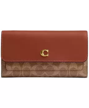 Кошелек Mila Long Flap с длинным клапаном из фирменного лакированного полотна COACH, мультиколор