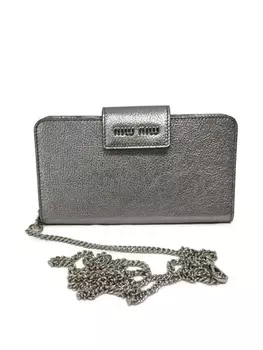 Кошелек Miu Miu из металлизированной кожи, серебряный