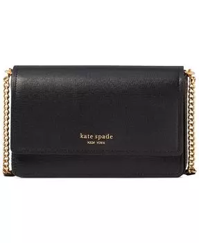 Кошелек Morgan из сафьяновой кожи с цепочкой и клапаном kate spade new york, черный