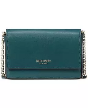 Кошелек Morgan из сафьяновой кожи с цепочкой и клапаном kate spade new york, зеленый