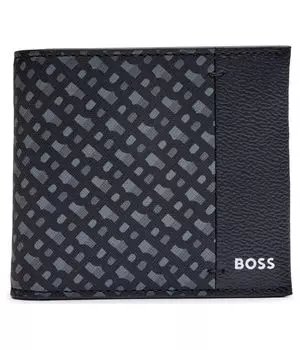 Кошелек мужской Boss с принтом, черный