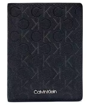 Кошелек мужской Calvin Klein кожаный с тиснением, черный