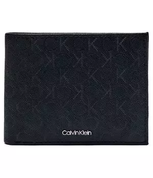 Кошелек мужской Calvin Klein кожаный с узором, черный