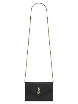 Кошелек на цепочке Cassandre Envelope из гладкой кожи Saint Laurent, черный