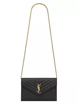 Кошелек на цепочке Cassandre Matelass из кожи ягненка Saint Laurent, черный